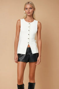 Metal Button Game Day Vest (white)