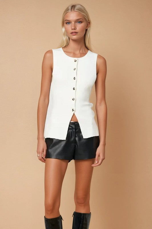 Metal Button Game Day Vest (white)