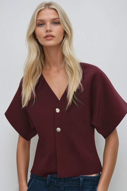 Metal Button Gameday Cardigan (burgundy)