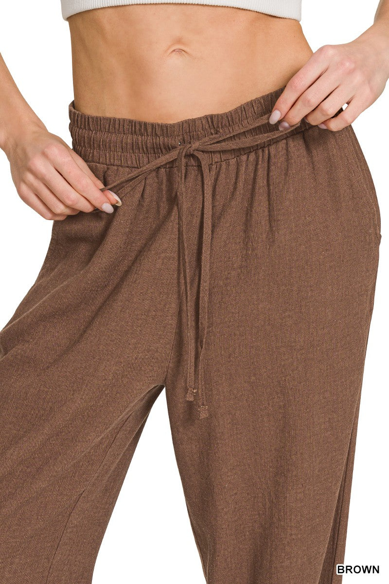 Beatnik Linen Pants (chocolate) - GEORGE-MARY'S