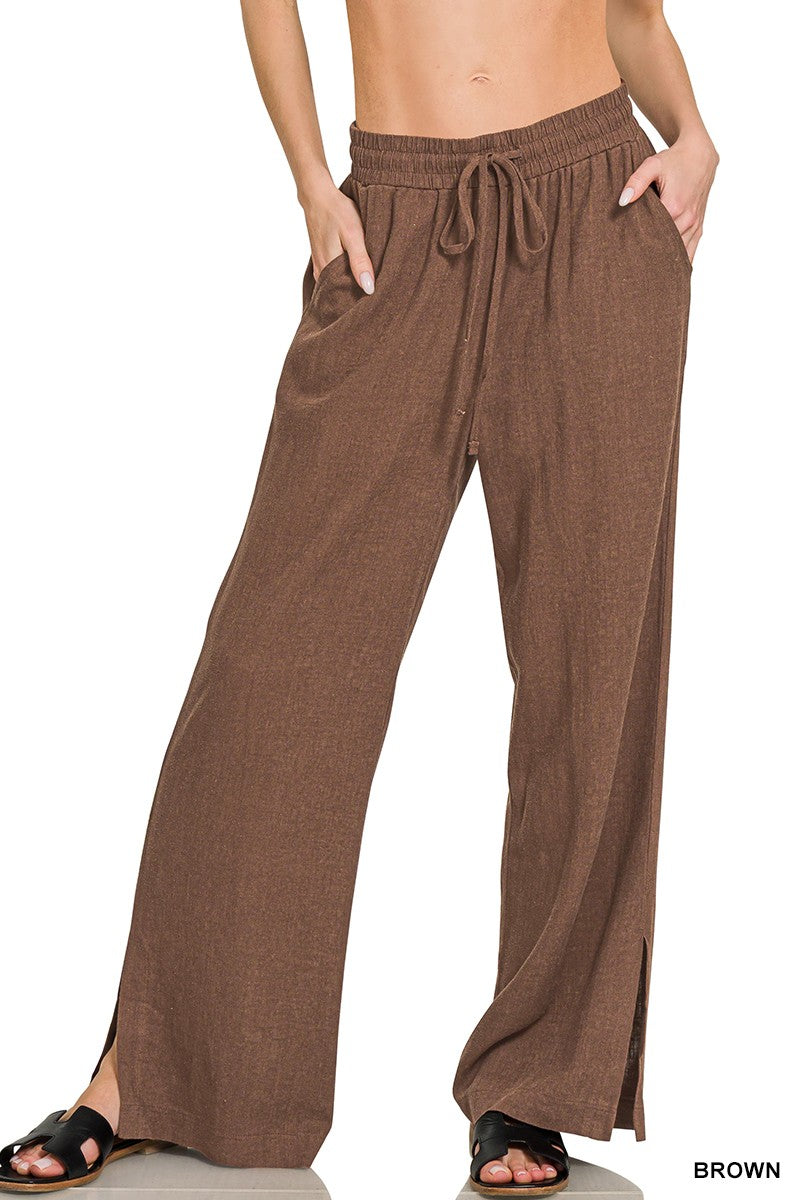 Beatnik Linen Pants (chocolate) - GEORGE-MARY'S