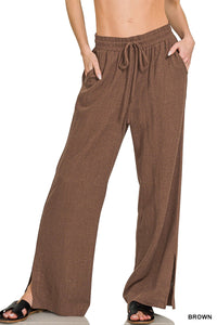Beatnik Linen Pants (chocolate) - GEORGE-MARY'S