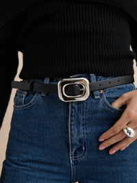 Chain Buckle PU Skinny Belt - GEORGE-MARY'S
