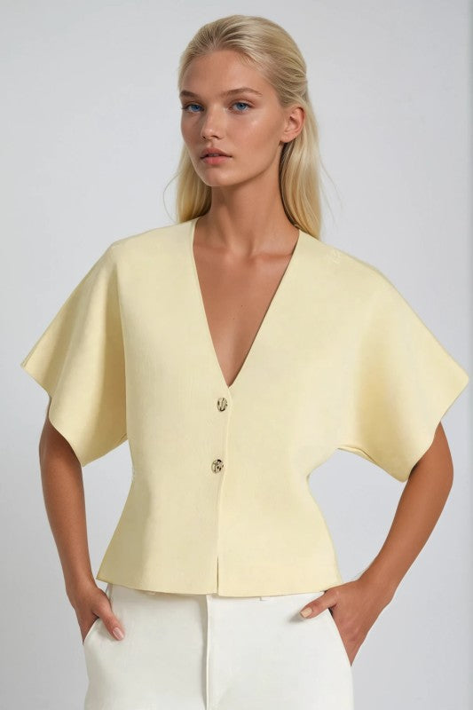 Metal Button Cardigan (butter)
