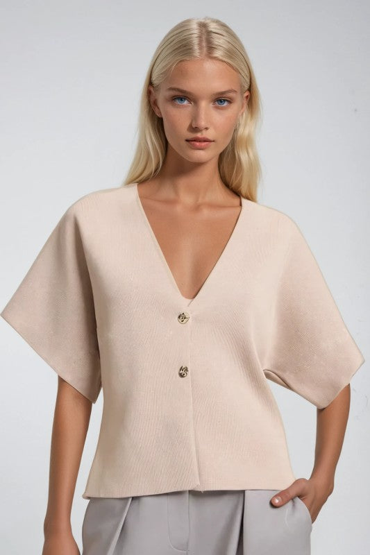 Metal Button Cardigan (taupe)