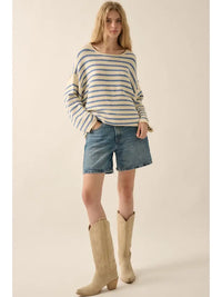 Prentiss Striped Sweater (cream/blue)