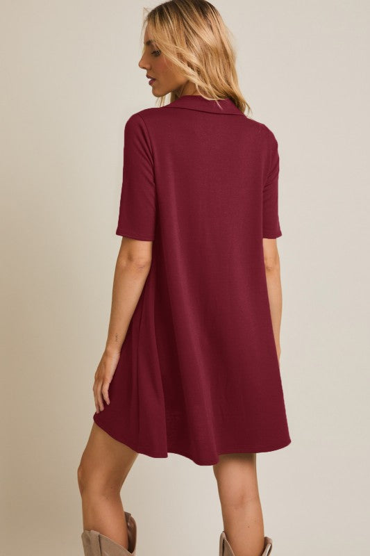 Burgundy Collared Dress