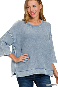 Boxy Mineral Wash Top (dusty blue)