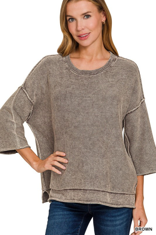Boxy Mineral Wash Top (brown)