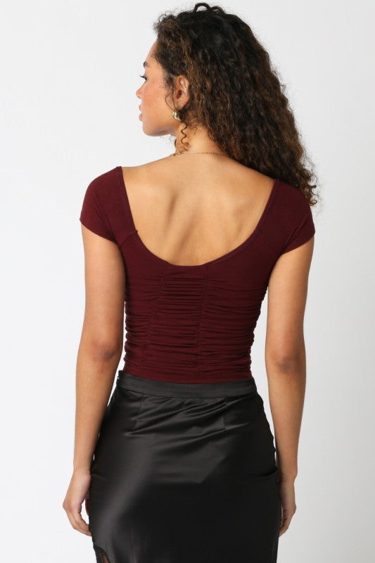 Kira Off Shoulder Top (maroon)
