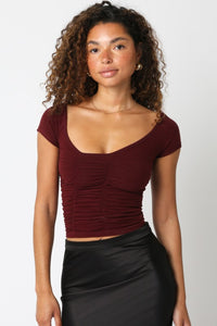 Kira Off Shoulder Top (maroon)
