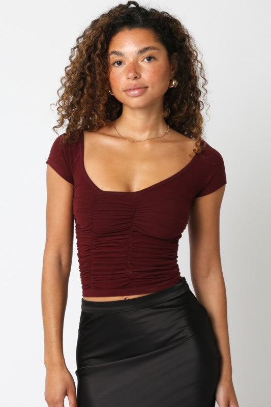 Kira Off Shoulder Top (maroon)