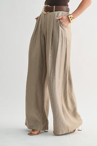 Satin Belted Wide Leg pants (mocha)