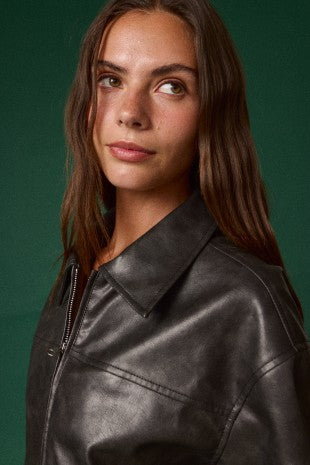 Oversized Faux Leather Jacket