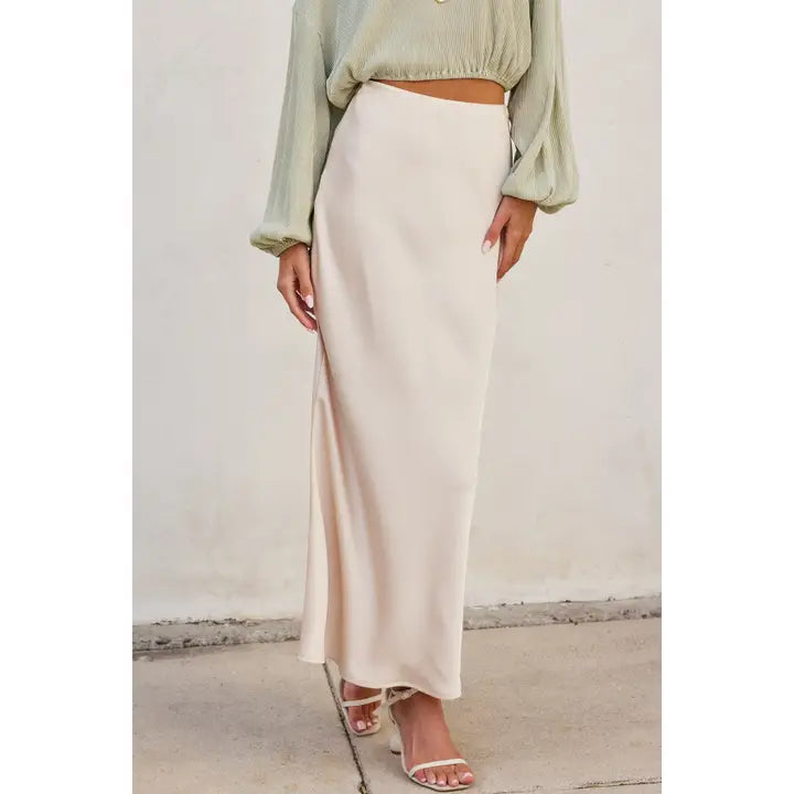 Cream Satin Skirt