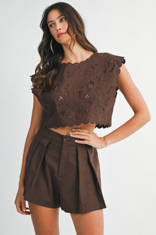 Chocolate Embroidery Top