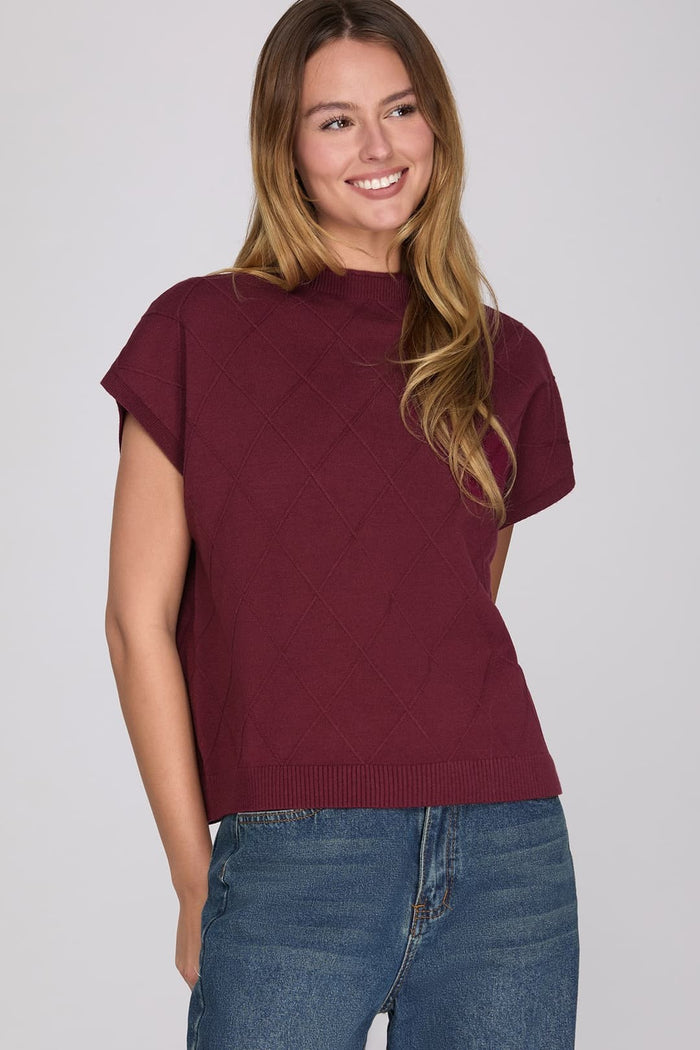 Diamond Pattern Vest (maroon) - GEORGE-MARY'S