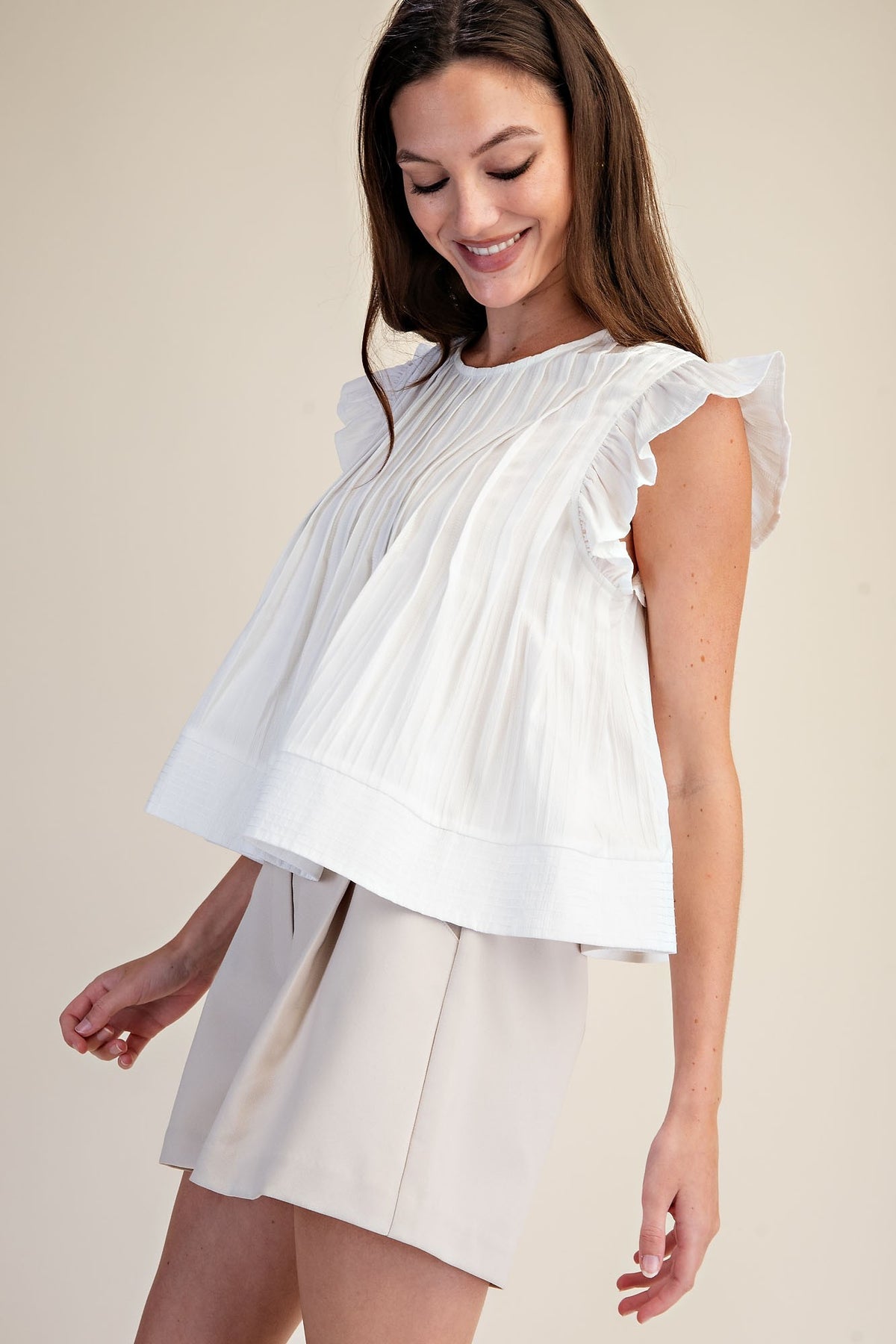 Pleated Ruffle Top
