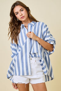 Navy Striped Courier Top