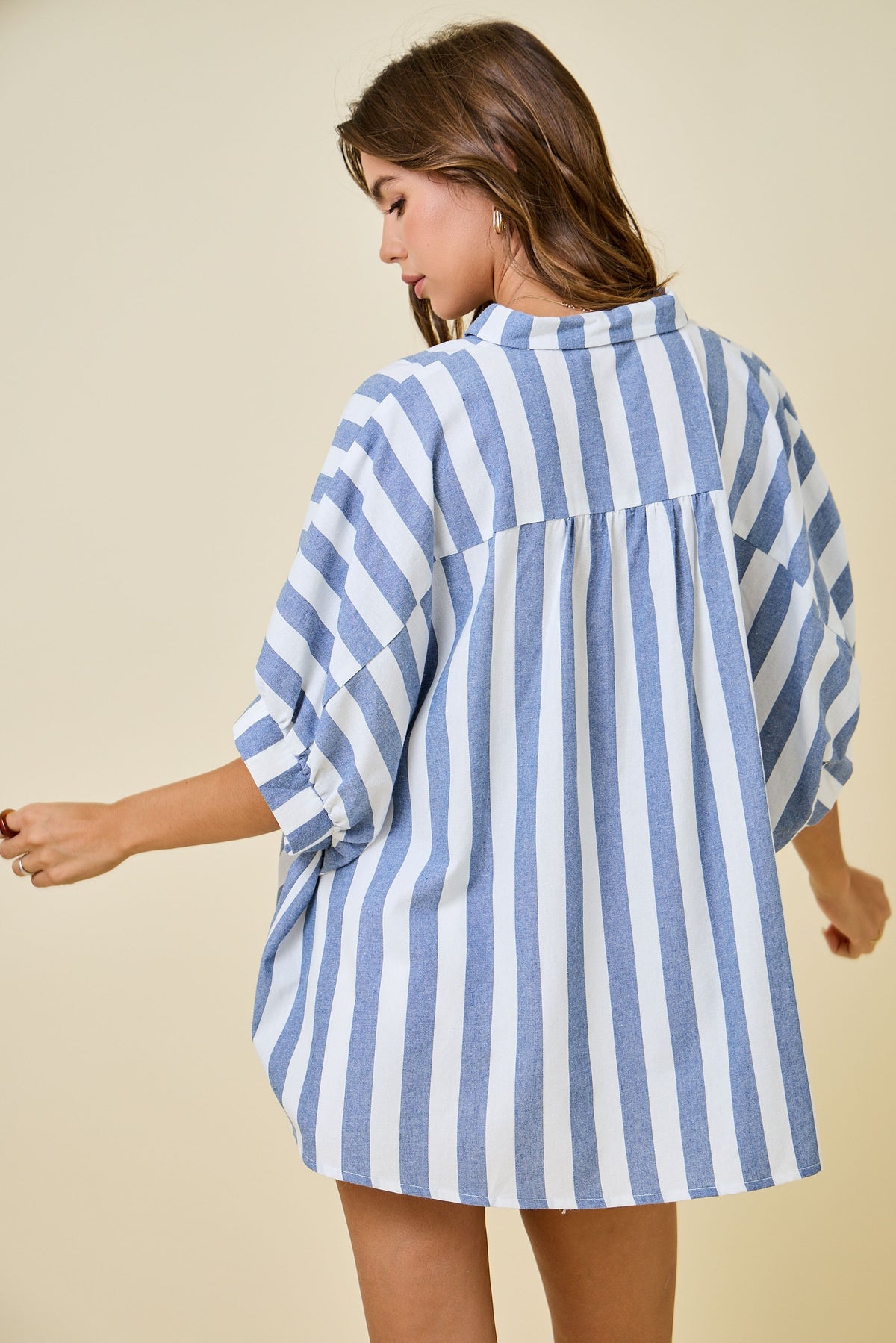Navy Striped Courier Top