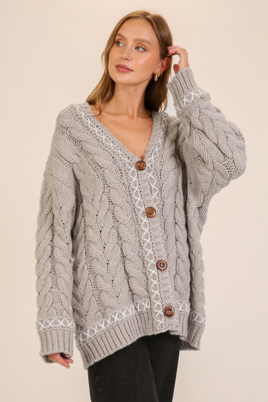 Charley Cable Cardigan (grey)