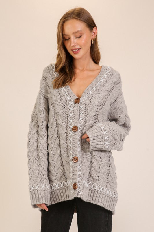 Charley Cable Cardigan (grey)