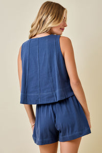 Contrast Stitched Tank (navy) - GEORGE-MARY'S