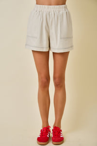 Contrast Stitched Shorts (taupe)