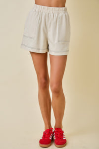 Contrast Stitched Shorts (taupe)