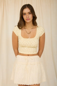 Millie Ditsy Floral Top (butter) - GEORGE-MARY'S
