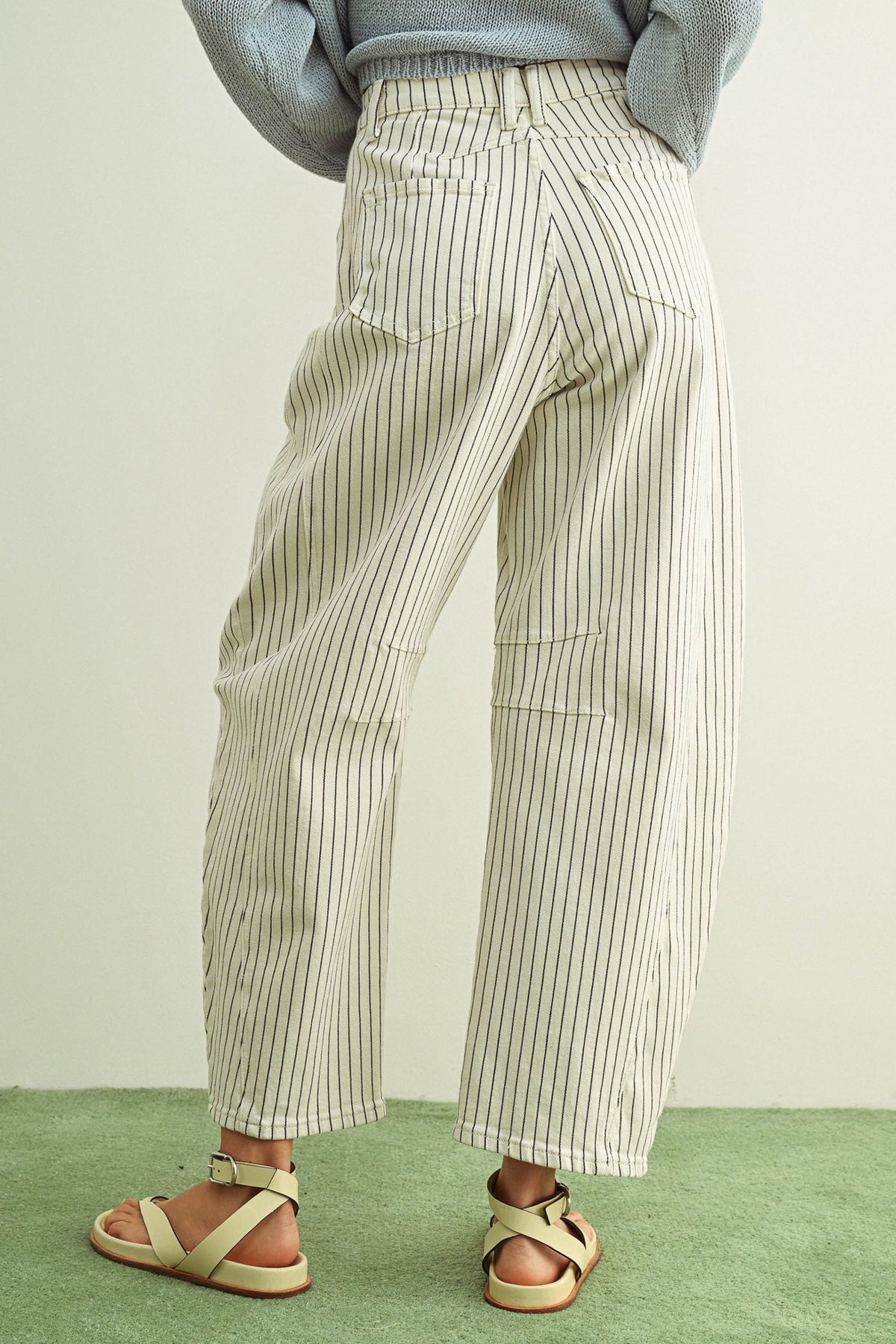 Pinstriped Striped Barrel Pants