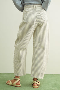 Pinstriped Striped Barrel Pants