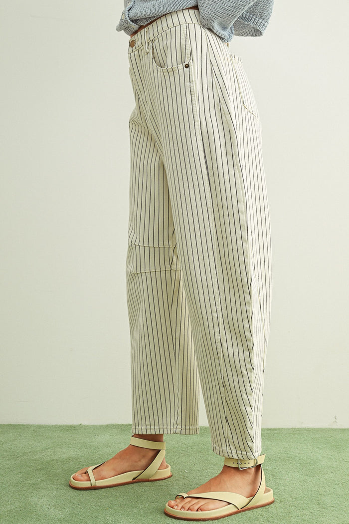 Pinstriped Striped Barrel Pants