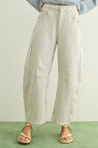 Pinstriped Striped Barrel Pants