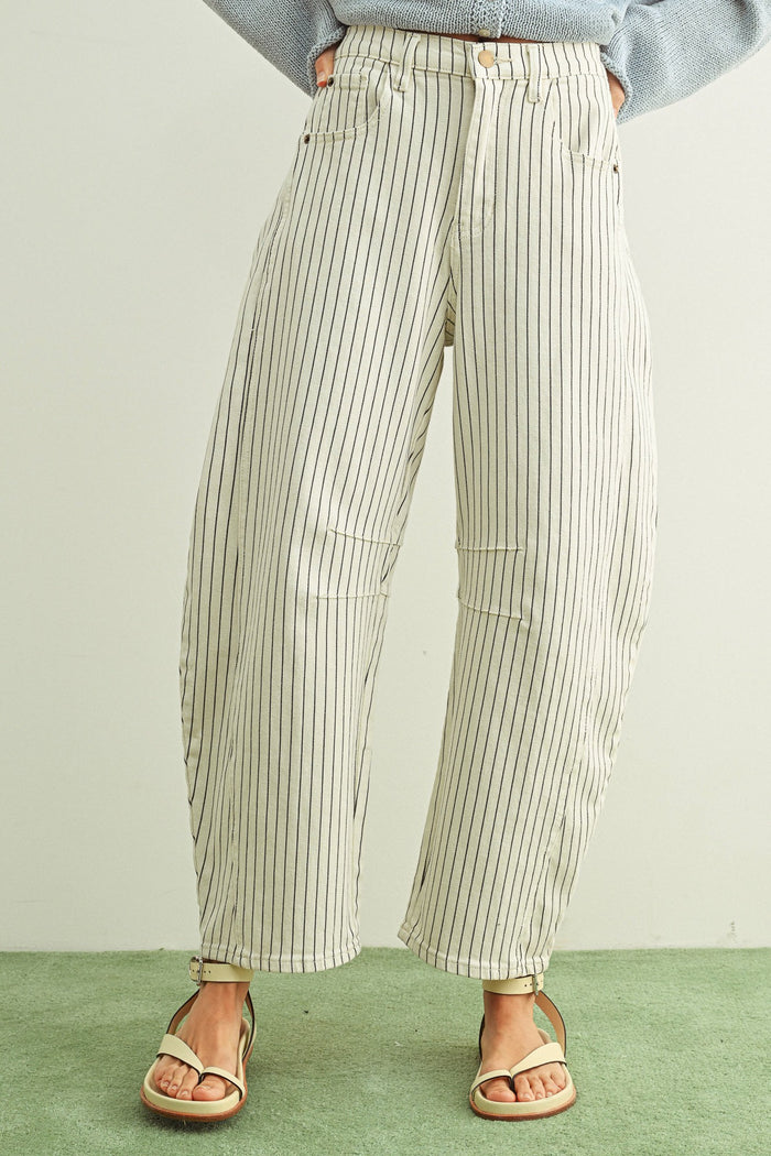 Pinstriped Striped Barrel Pants