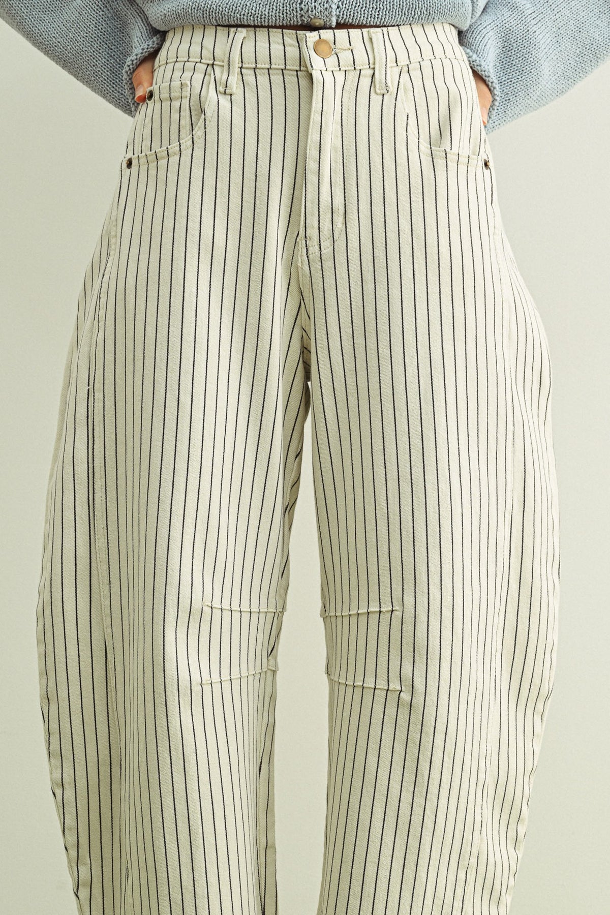 Pinstriped Striped Barrel Pants