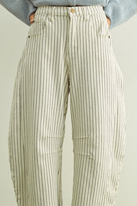 Pinstriped Striped Barrel Pants