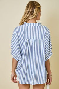 Courier Top (thin navy stripes)
