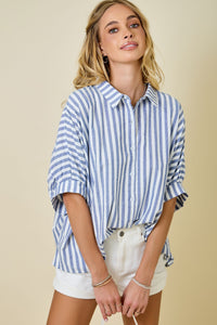 Courier Top (thin navy stripes)