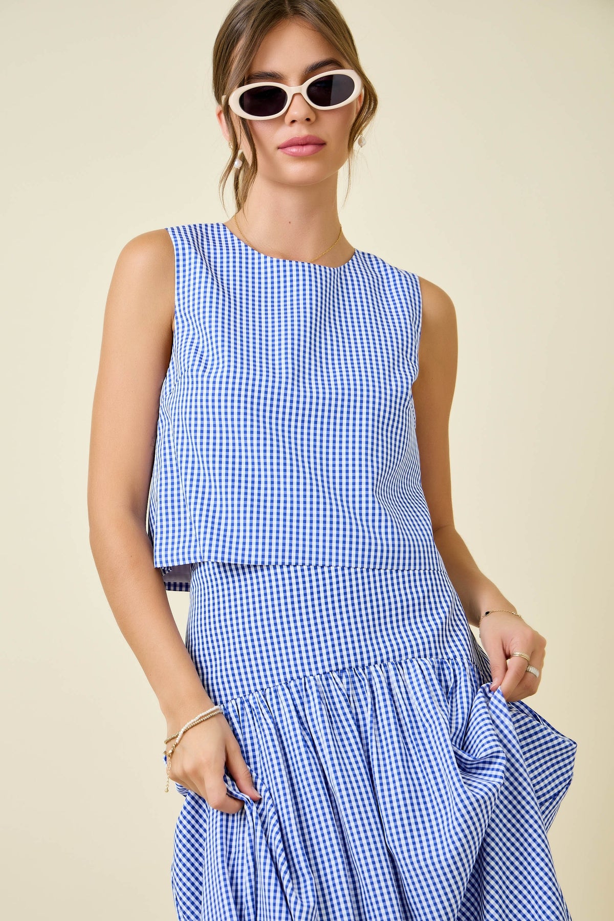 Gingham Tank (navy)