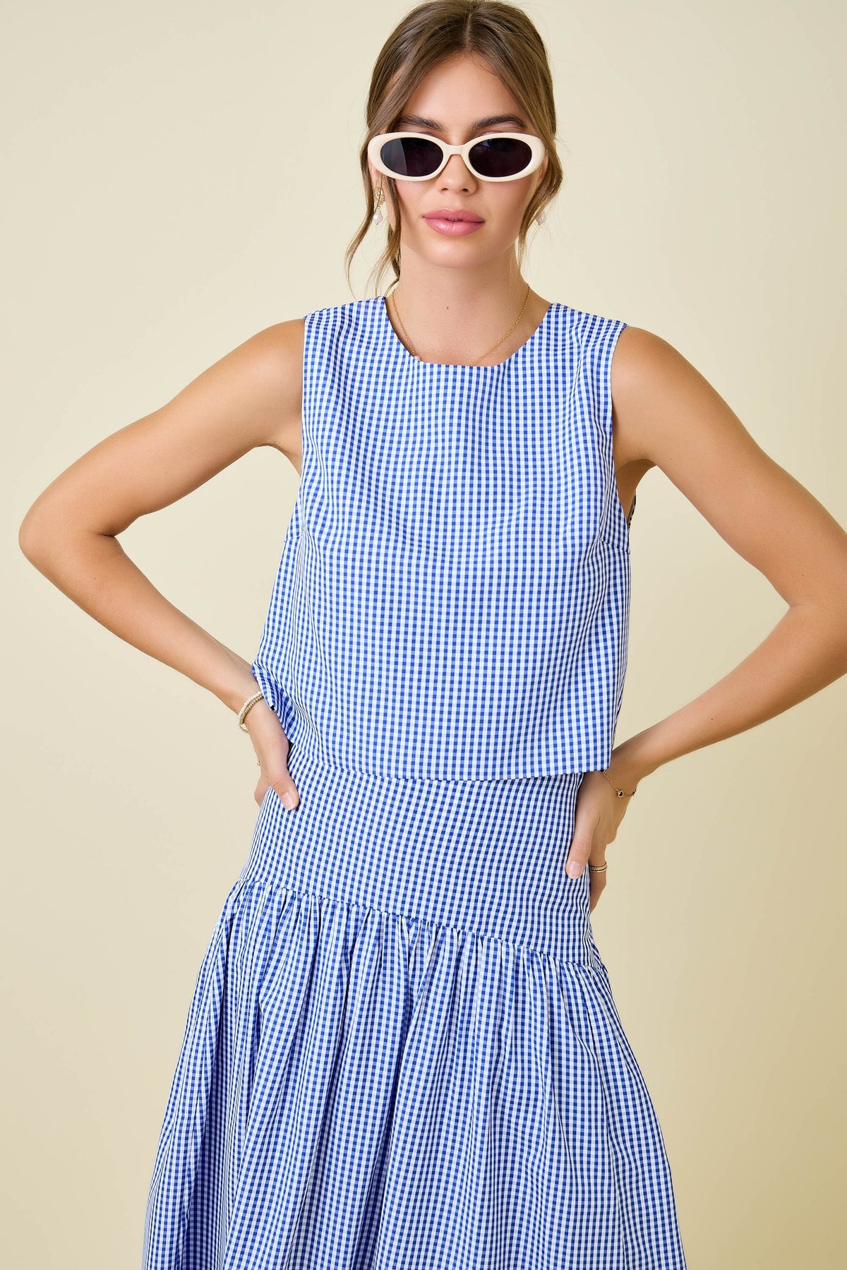 Gingham Tank (navy)