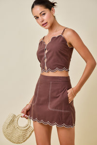Scalloped Cropped Tank