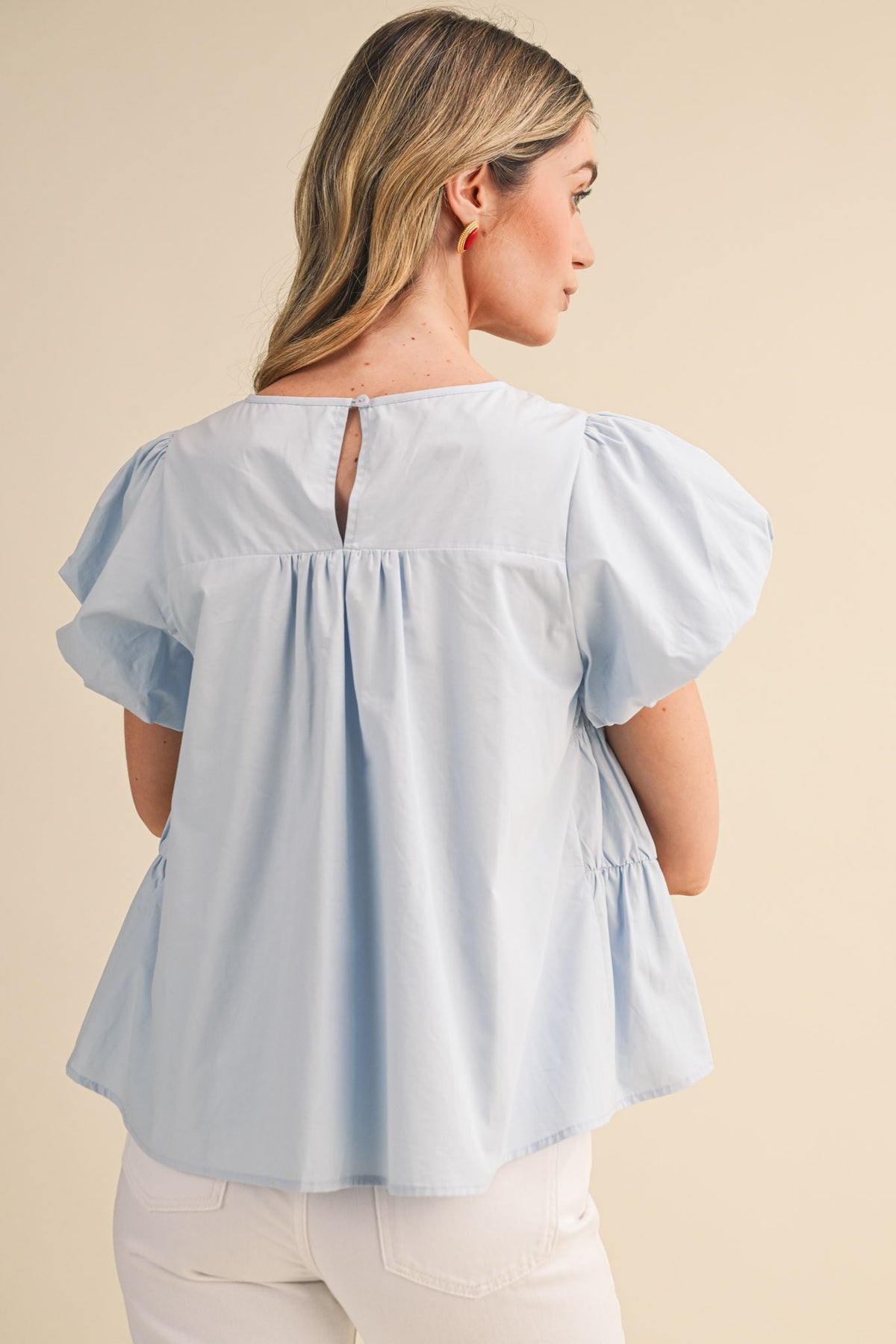 Penelope Shirred Blouse (blue)