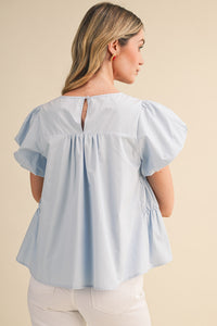 Penelope Shirred Blouse (blue)
