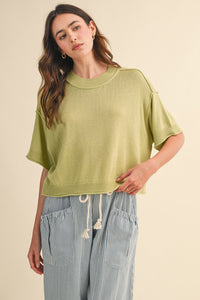 Boxy Summer Knit Top (olive)