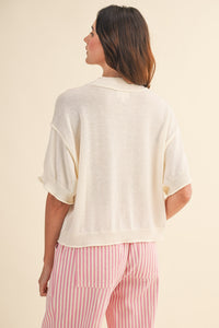 Boxy Summer Knit Top (cream)