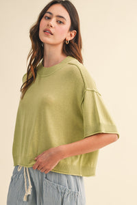 Boxy Summer Knit Top (olive)