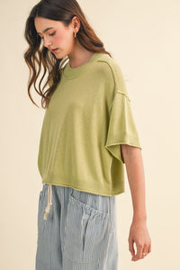 Boxy Summer Knit Top (olive)
