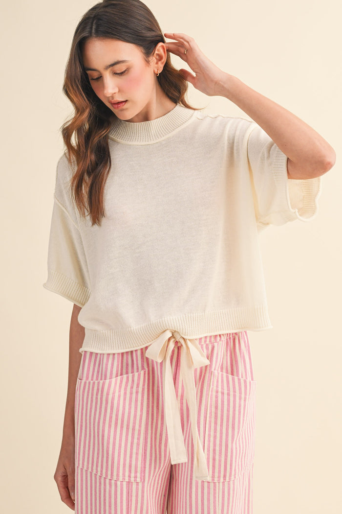 Boxy Summer Knit Top (cream)