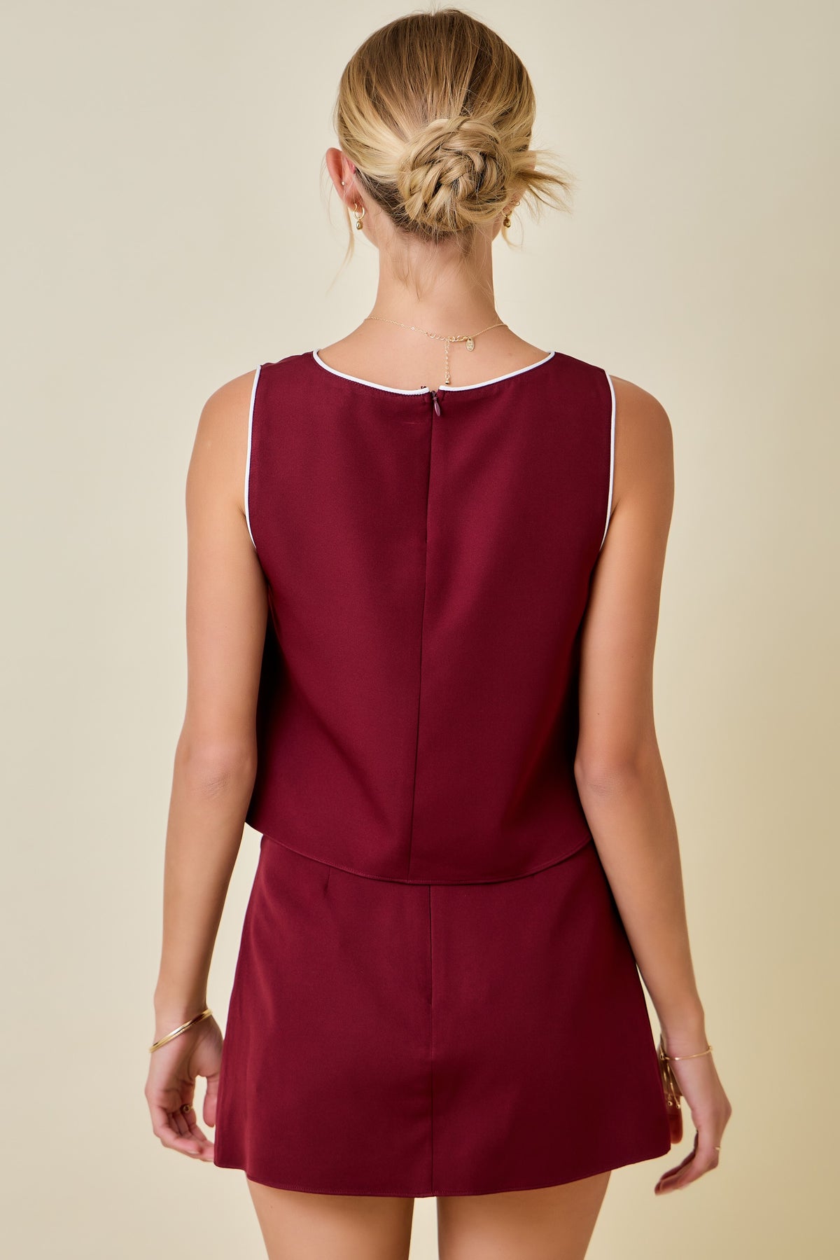 Contrast Piping Skirt
